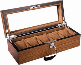 5 Slot Watch Box with Lock, Bracelets Display Case, Watch Organizer Storage, for Men and Women, for Dresser, Shop, Birthday (Color : A, Size : 31 * 12 * 10cm) (A 31 * 12 * 10cm)