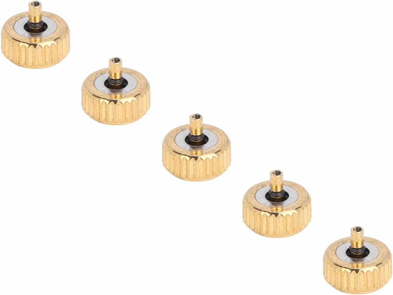 5pcs Golden Steel Watch Crown Parts, Sturdy Watch Accessory for Quartz Mechanical Watches, Professional Repair Tools to Save Expensive Repair Costs