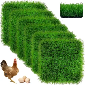 6 Pack Chicken Nesting Pads-12×12", Artificial Thicken Washable Grass Nesting Box Liners Pads Reusable Laying Eggs Bedding for Chickens Coop Pet Indoor Outdoor