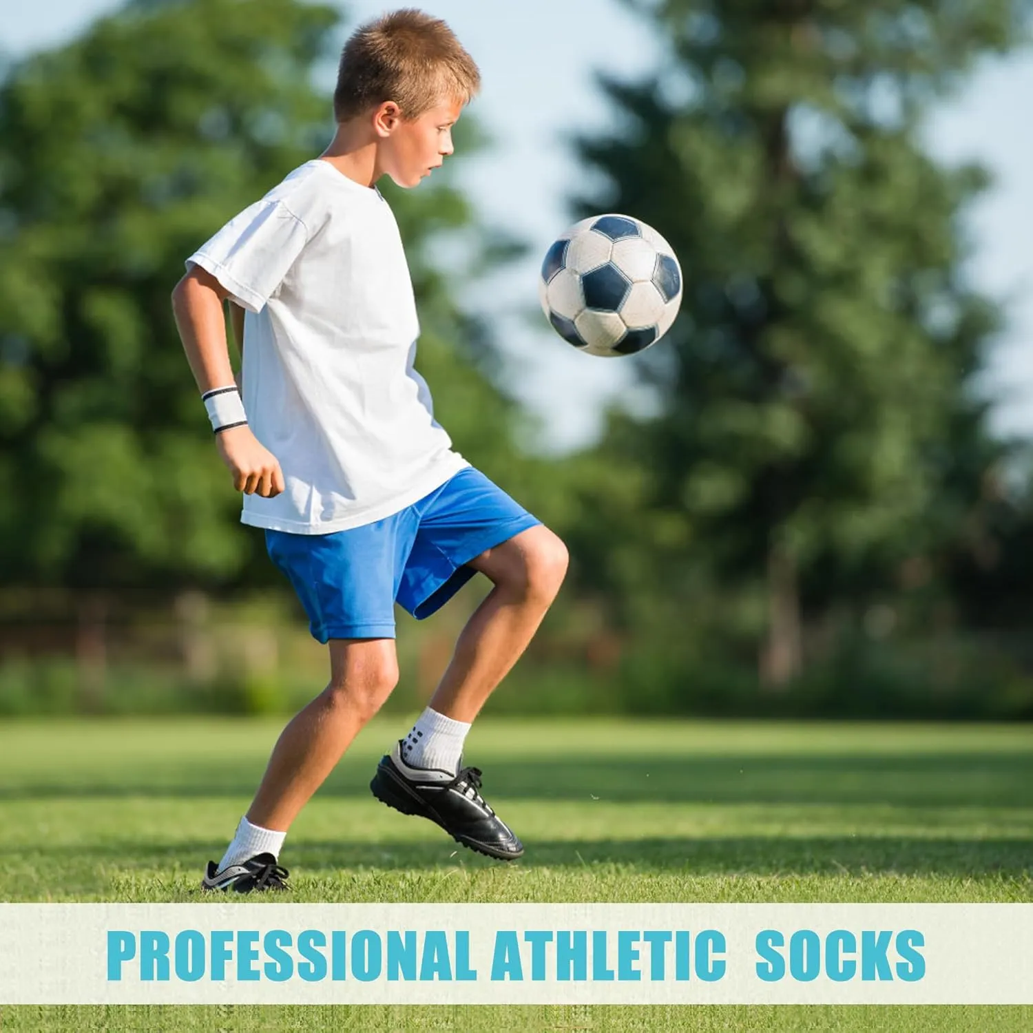 6 Pairs Kids Grip Soccer Socks Cushioned Non Slip Football Athletic Sports Socks for Boys Girls