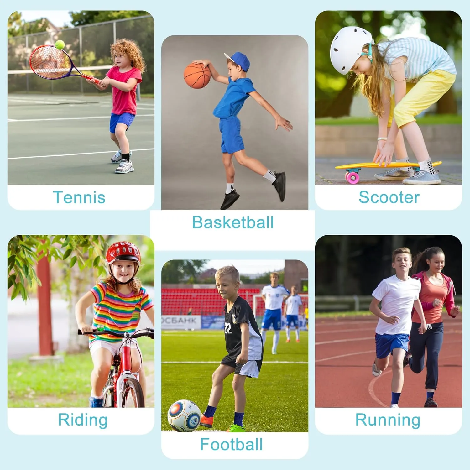 6 Pairs Kids Grip Soccer Socks Cushioned Non Slip Football Athletic Sports Socks for Boys Girls