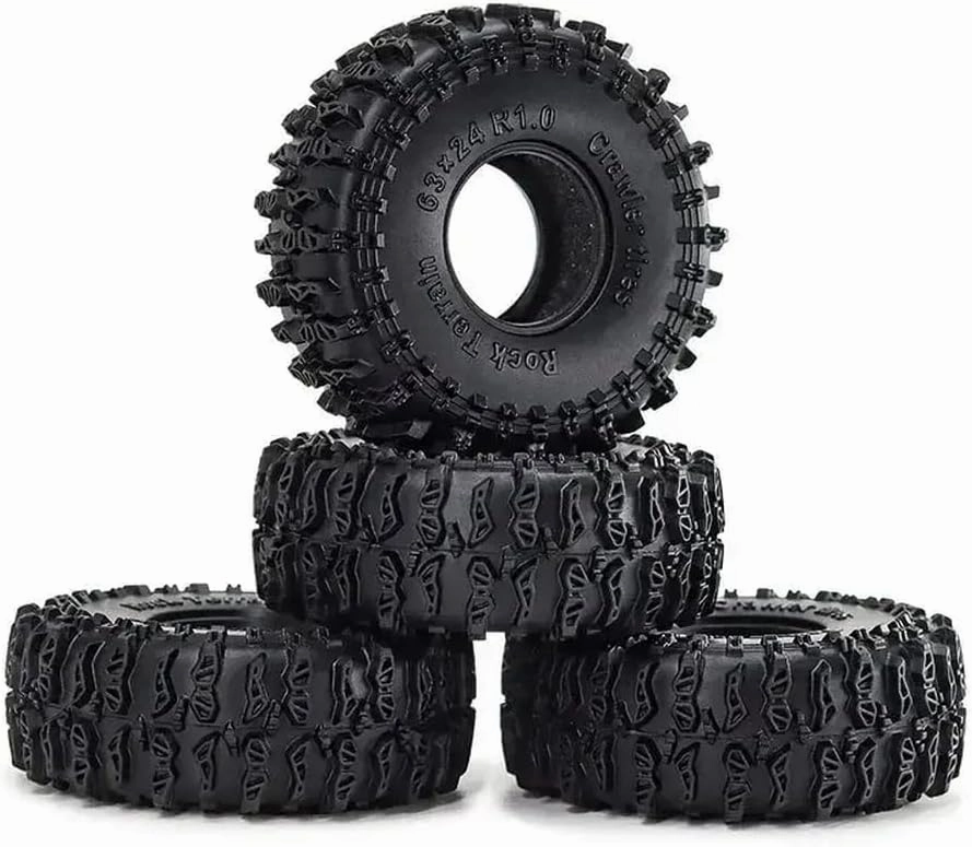 63mm 1.0 Soft Rubber Wheel Tire Set of 4 for Compatible 1/18 1/24 RC Crawler Cars SCX24 AX24 Upgrade Accessories
