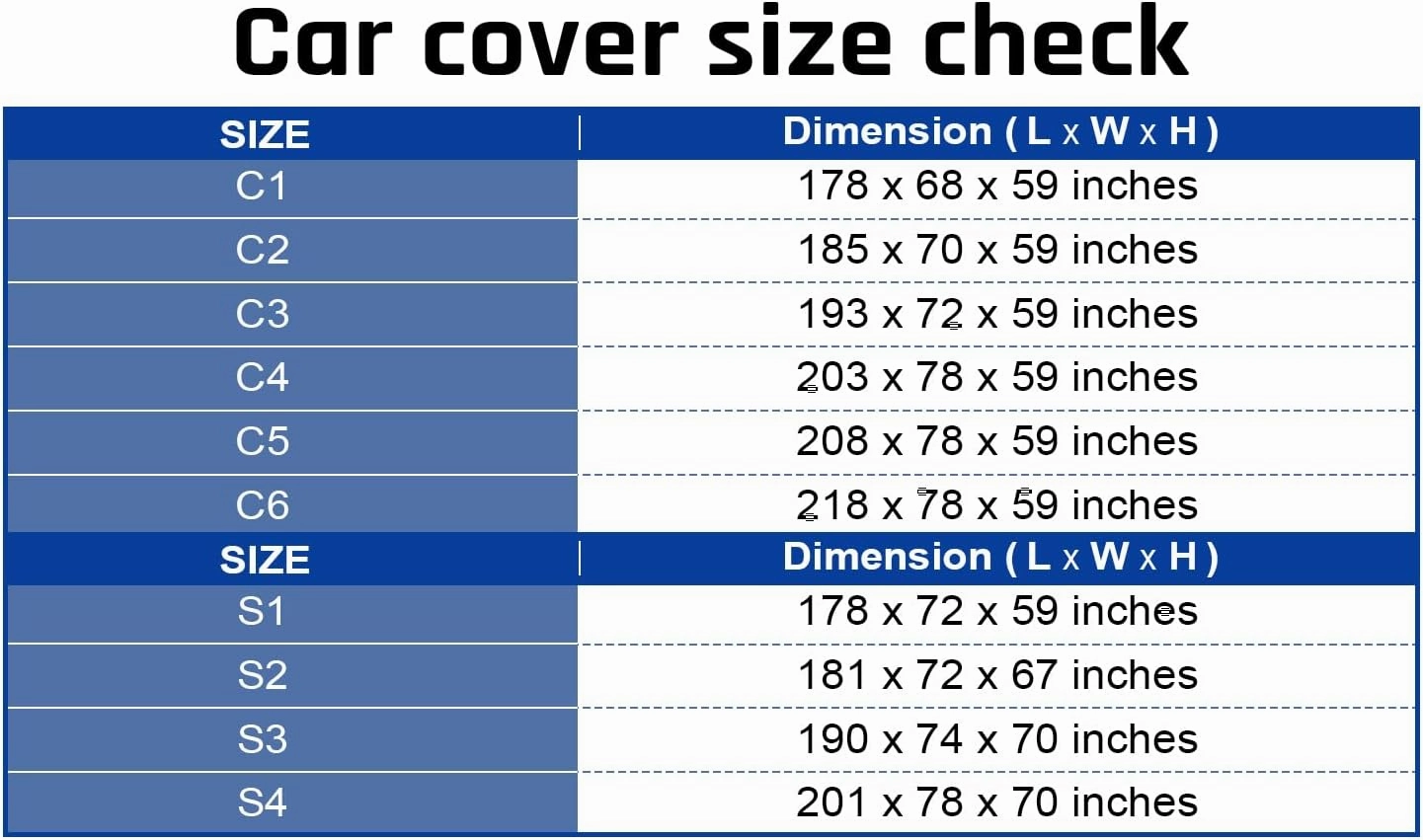 6 Layer Heavy Duty Car Cover Waterproof All Weather Protection with Cotton Liner, Universal Fit Ford Mustang, Chevrolet Camaro, Toyota Camry, Honda Accord Civic, Nissan Altima,Tesla Model 3