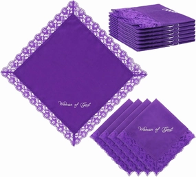 6 Pack 23'' Lap Scarf for Women Church with Lace Christian Satin Handkerchief for Funeral Church Group Skirts