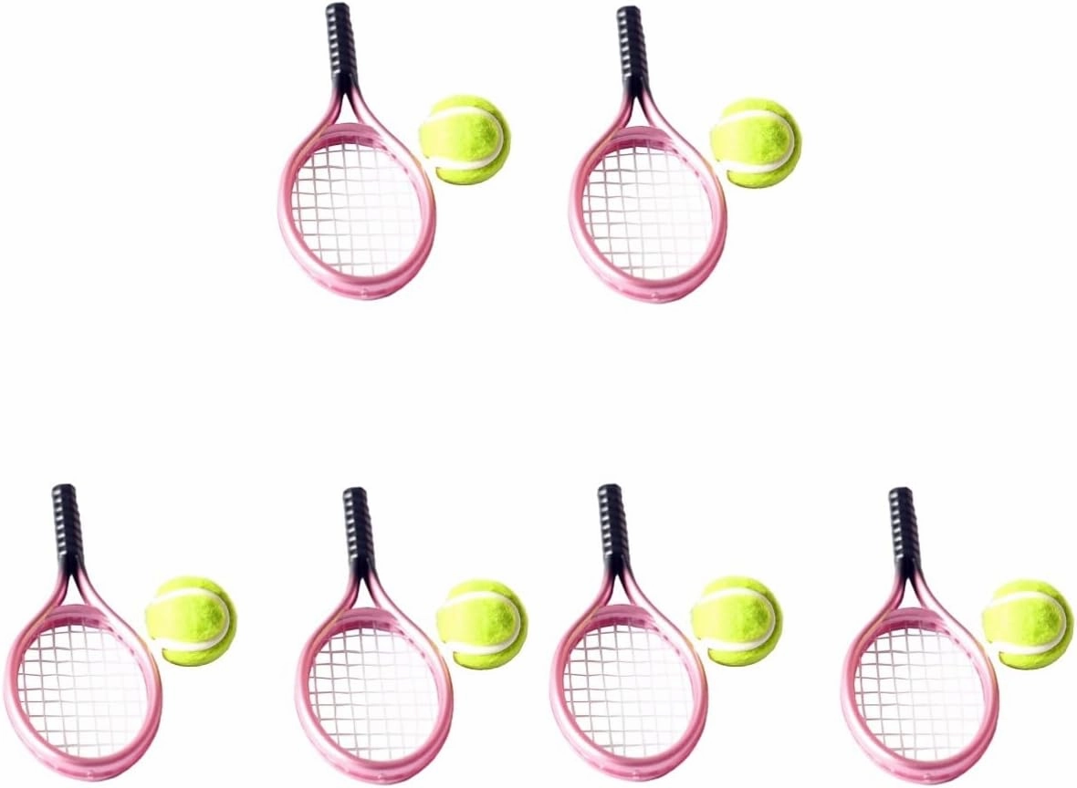 6 Sets Stylish Mini Tennis Kit Craftsmanship for Home Decor DIY Mini House Random