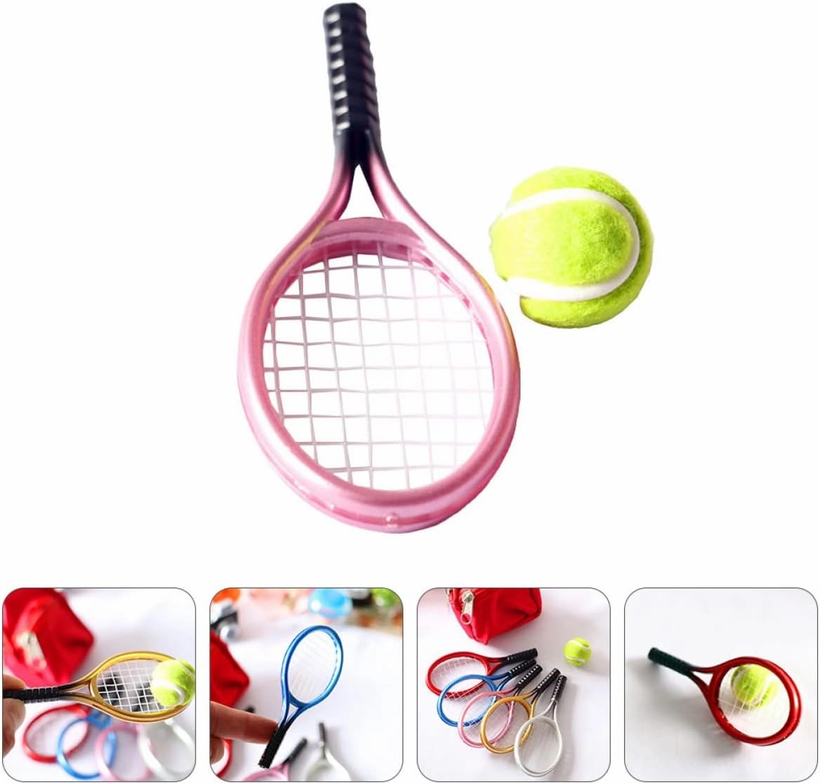 6 Sets Stylish Mini Tennis Kit Craftsmanship for Home Decor DIY Mini House Random