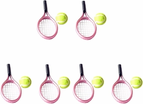 6 Sets Stylish Mini Tennis Kit Craftsmanship for Home Decor DIY Mini House Random