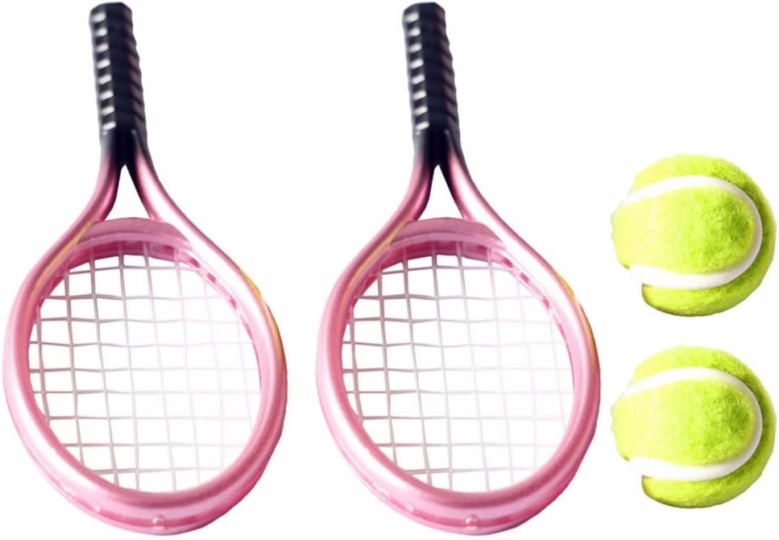 6 Sets Stylish Mini Tennis Kit Craftsmanship for Home Decor DIY Mini House Random