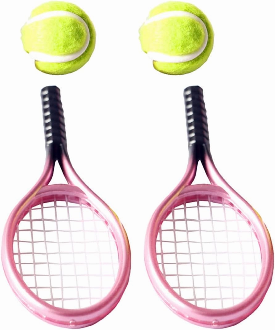 6 Sets Stylish Mini Tennis Kit Craftsmanship for Home Decor DIY Mini House Random