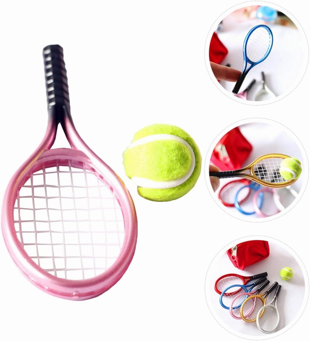 6 Sets Stylish Mini Tennis Kit Craftsmanship for Home Decor DIY Mini House Random