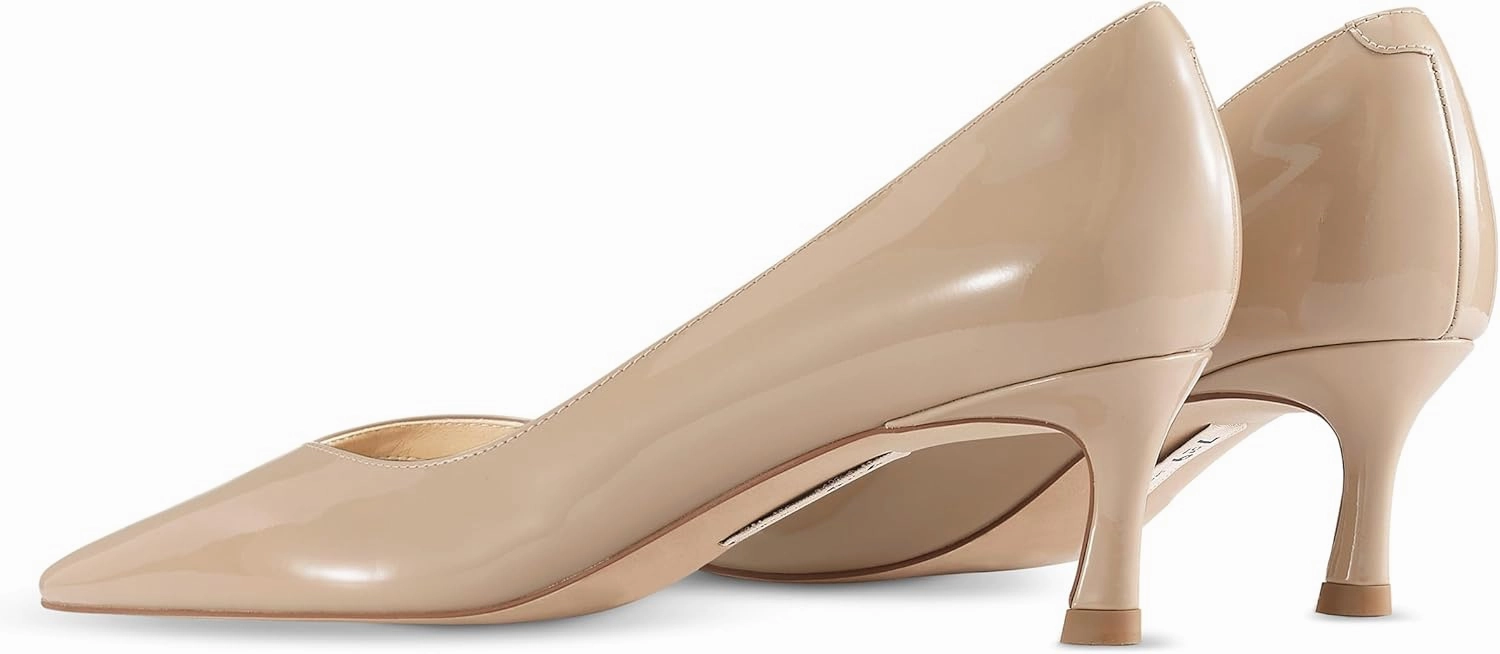 7or9 Kitten Heels for Women Comfortable Leather High Heels Pointed Toe Women's Pumps Black Heels 2"
