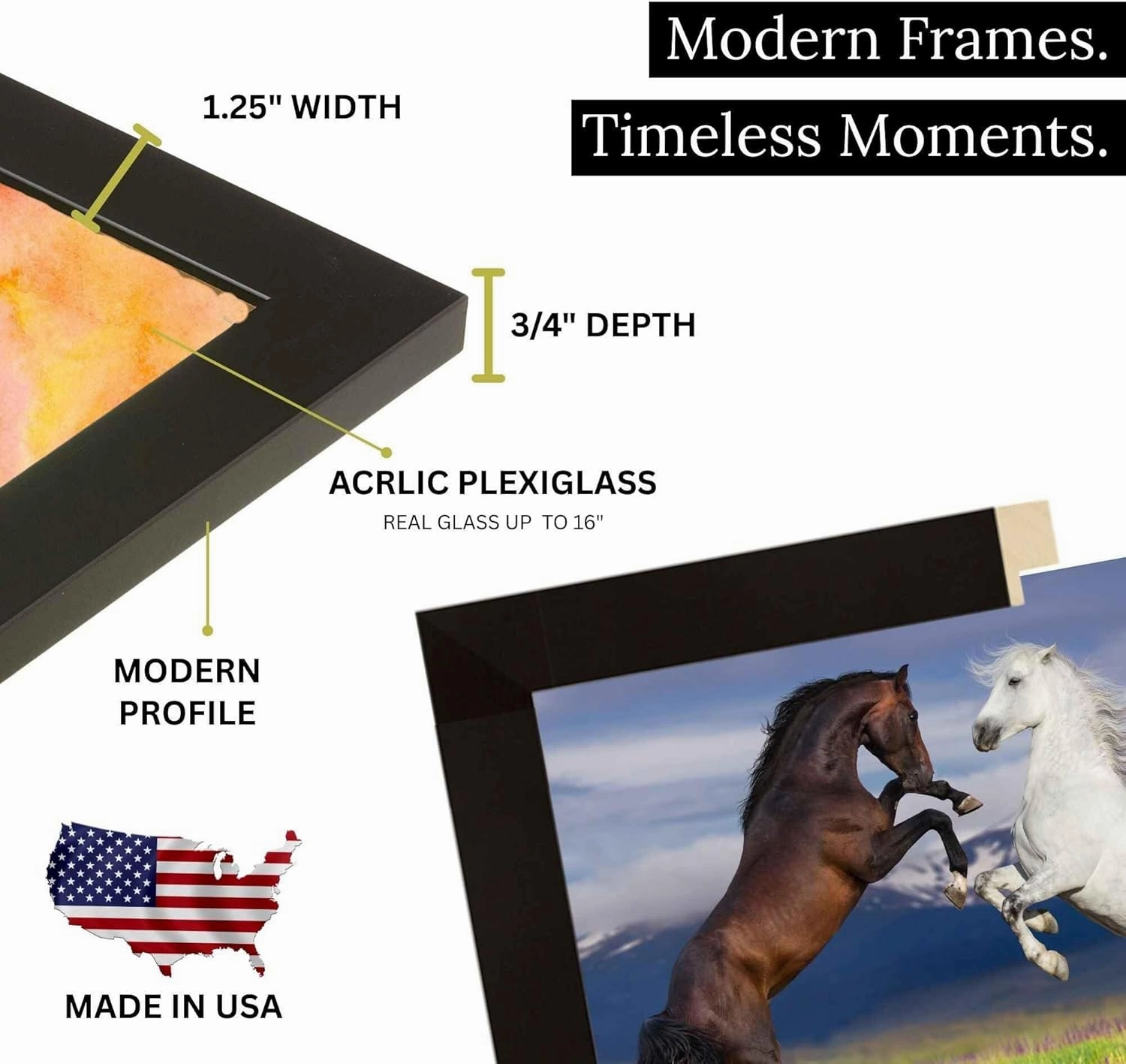 7x11 Black Picture Frame Real Glass Wall Hanging | 11x7 Living Room Artwork Poster Photo Print