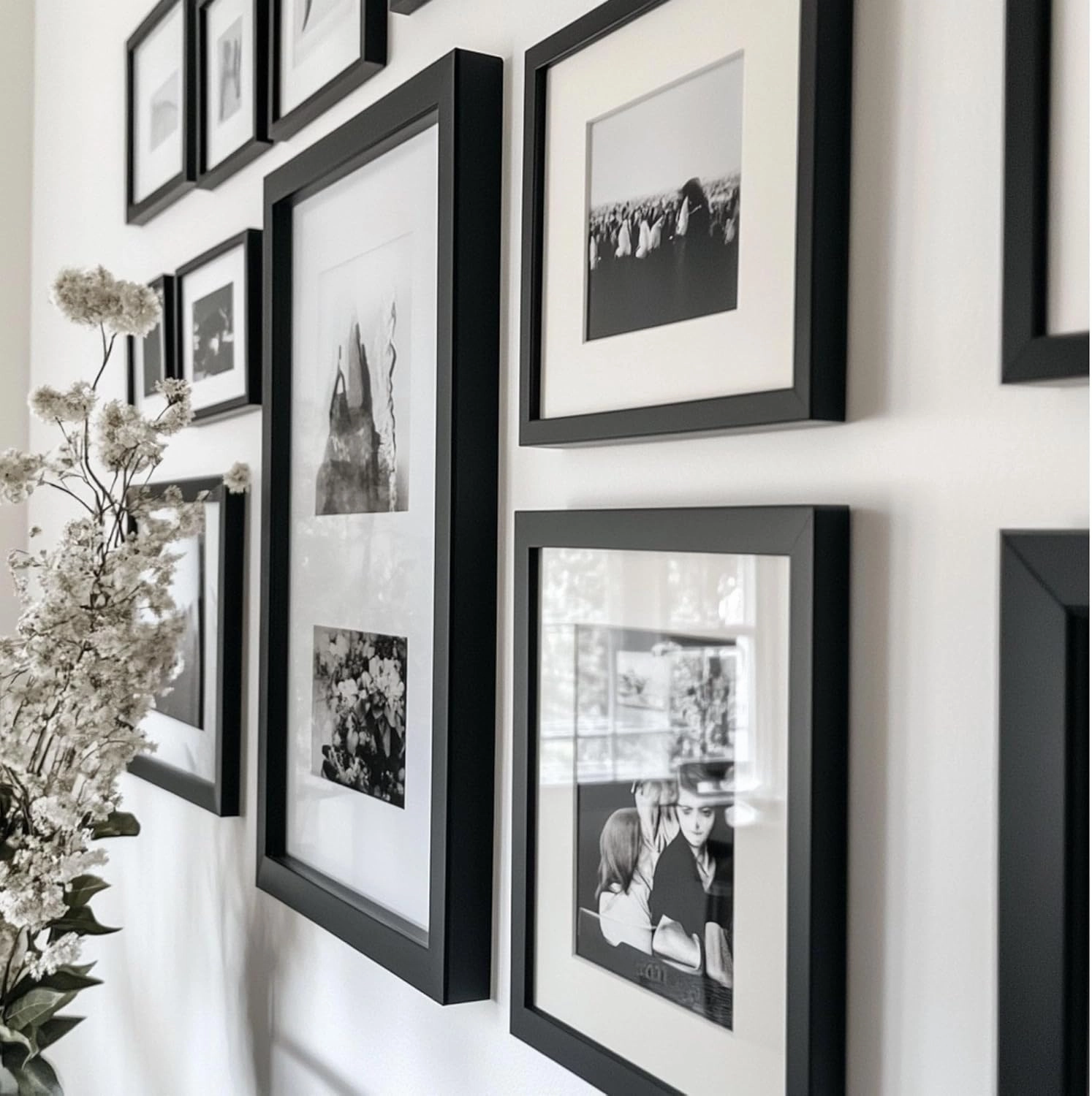 7x11 Black Picture Frame Real Glass Wall Hanging | 11x7 Living Room Artwork Poster Photo Print