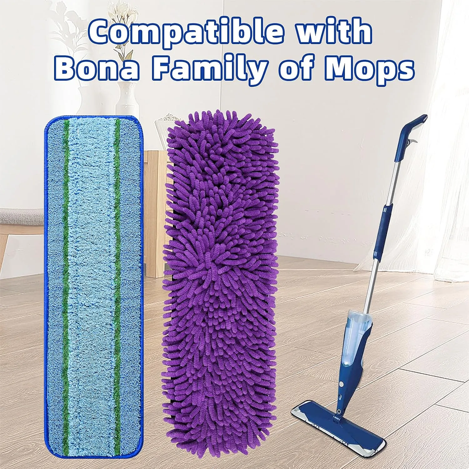 8 Pack Mop Pads for Bona Family of Mops, 4 Pet Microfiber Sweeping Pad   4 Microfiber Deep Clean Pad, Reusable Mop Refill Replacement Head for Multi-Surface Floors