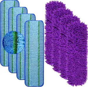 8 Pack Mop Pads for Bona Family of Mops, 4 Pet Microfiber Sweeping Pad   4 Microfiber Deep Clean Pad, Reusable Mop Refill Replacement Head for Multi-Surface Floors
