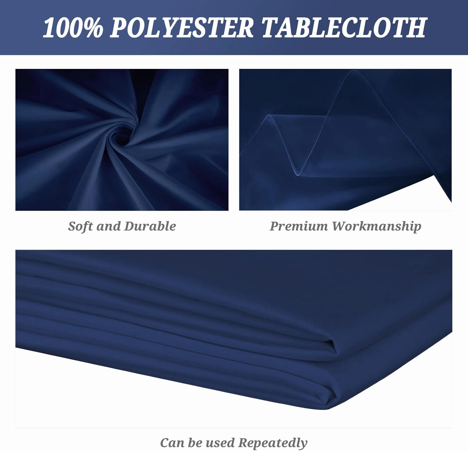 8 Pack 60 x 126 Inch Rectangle Tablecloth, Navy Blue Tablecloth for 8 Feet Rectangle Tables, Stain and Wrinkle Resistant Washable Fabric Table Cloth for Wedding Dining Table Buffet Parties Camping