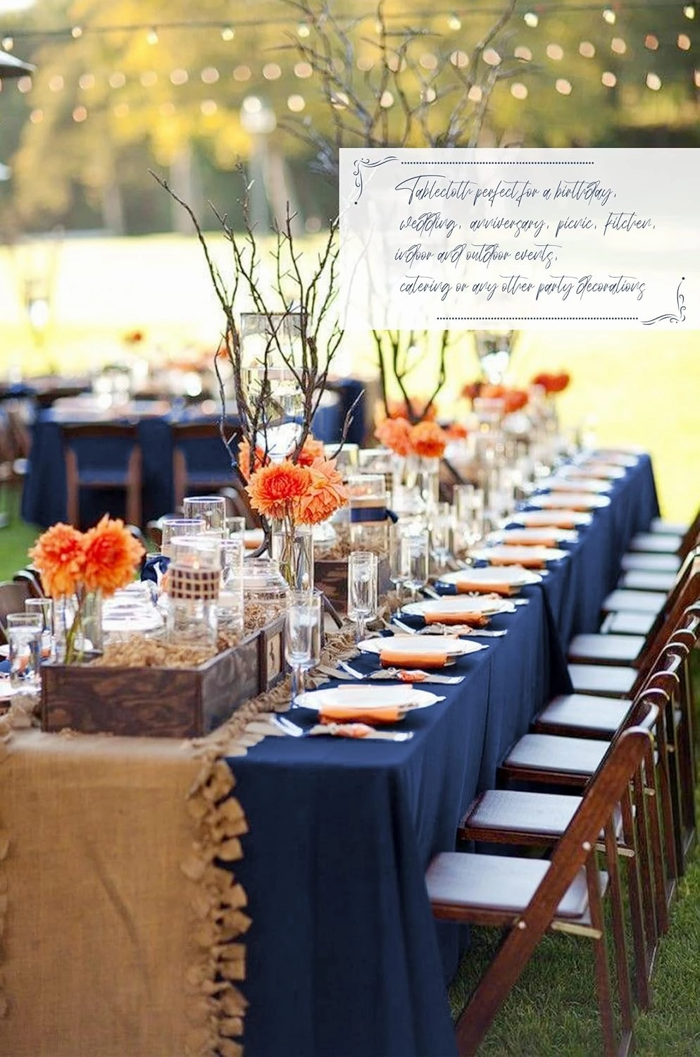 8 Pack 60 x 126 Inch Rectangle Tablecloth, Navy Blue Tablecloth for 8 Feet Rectangle Tables, Stain and Wrinkle Resistant Washable Fabric Table Cloth for Wedding Dining Table Buffet Parties Camping