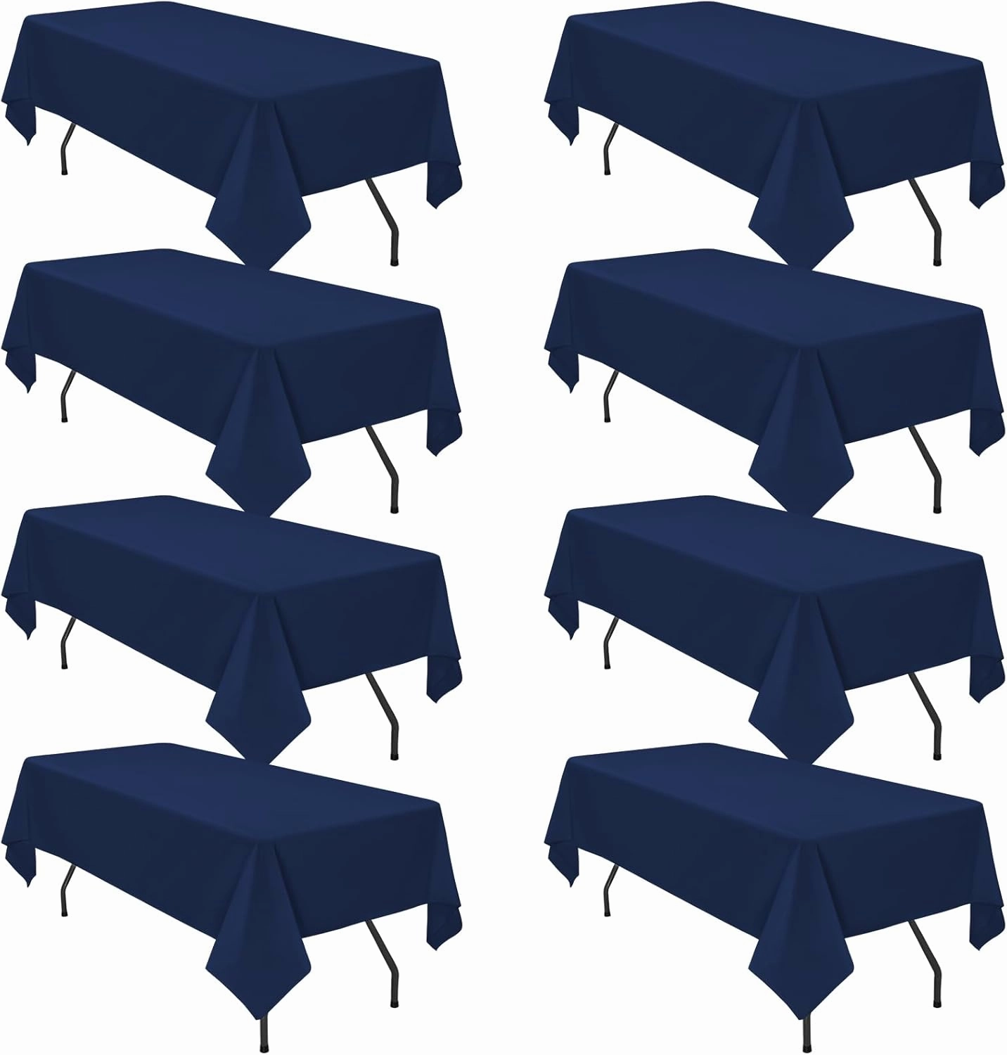 8 Pack 60 x 126 Inch Rectangle Tablecloth, Navy Blue Tablecloth for 8 Feet Rectangle Tables, Stain and Wrinkle Resistant Washable Fabric Table Cloth for Wedding Dining Table Buffet Parties Camping