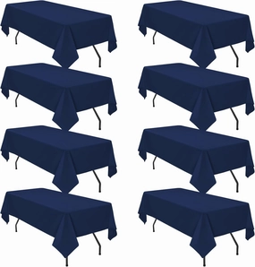 8 Pack 60 x 126 Inch Rectangle Tablecloth, Navy Blue Tablecloth for 8 Feet Rectangle Tables, Stain and Wrinkle Resistant Washable Fabric Table Cloth for Wedding Dining Table Buffet Parties Camping