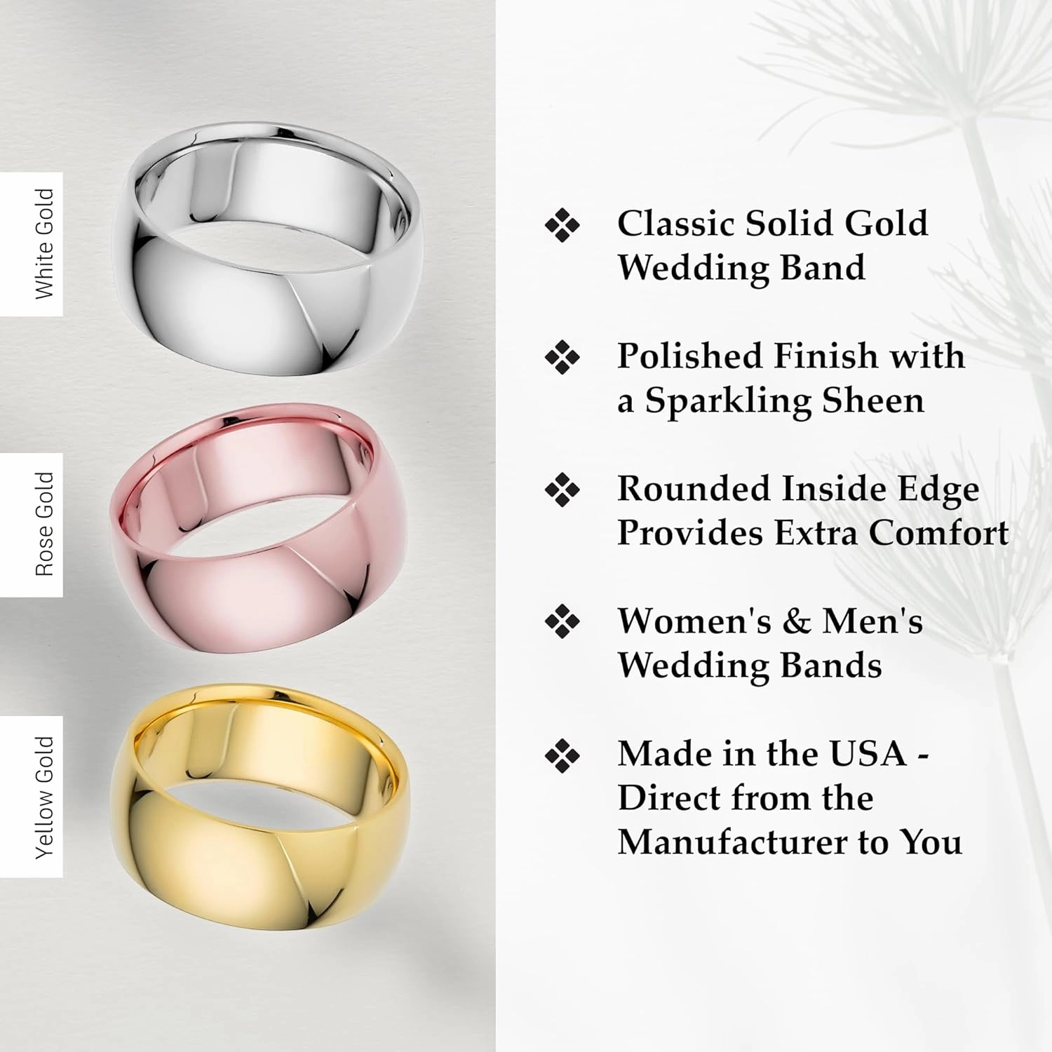 8mm Solid Gold Wedding Bands for Women or Men, 10k or 14k Gold Rings, Comfort Fit Womens and Mens Wedding Ring - Premium Collection from EWB