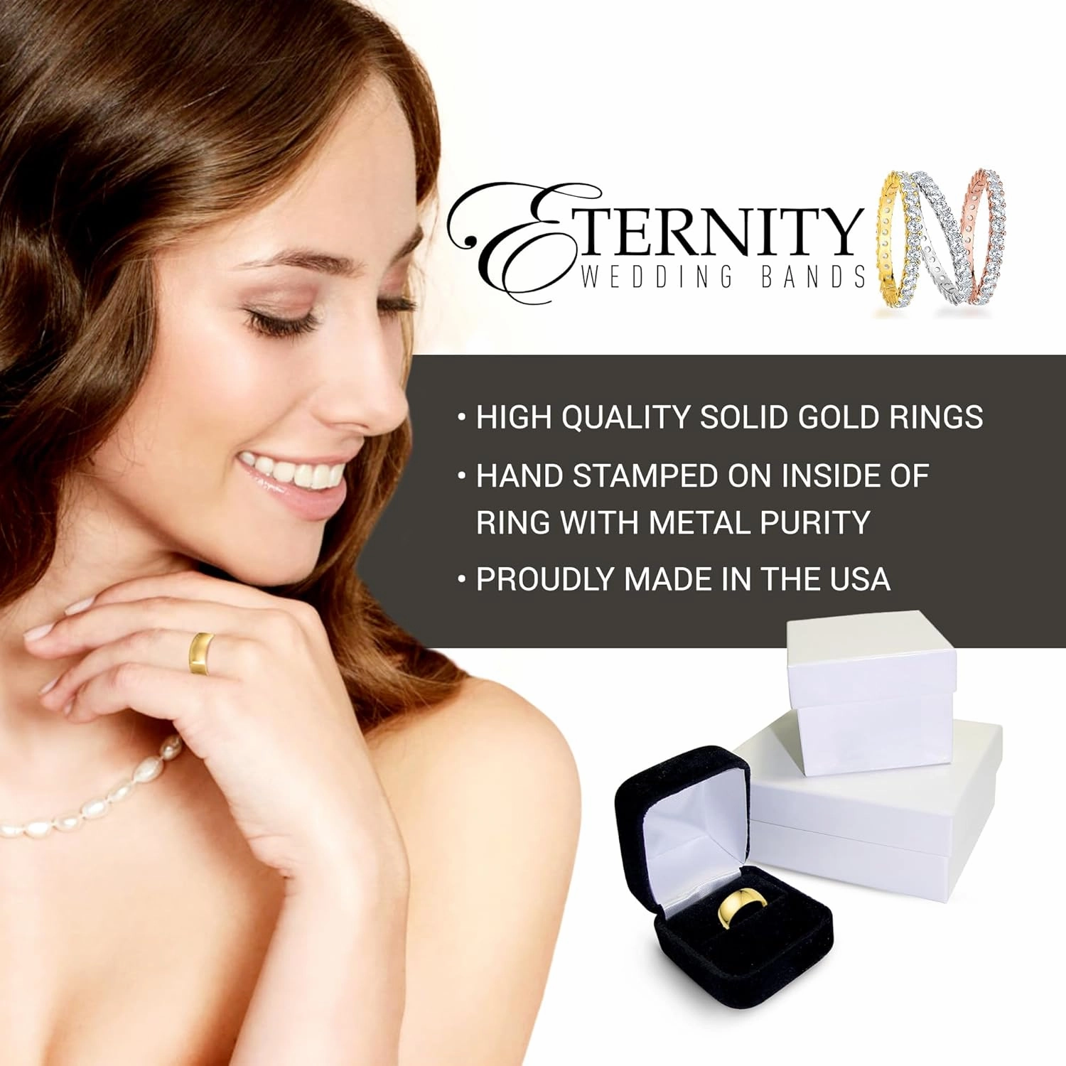 8mm Solid Gold Wedding Bands for Women or Men, 10k or 14k Gold Rings, Comfort Fit Womens and Mens Wedding Ring - Premium Collection from EWB