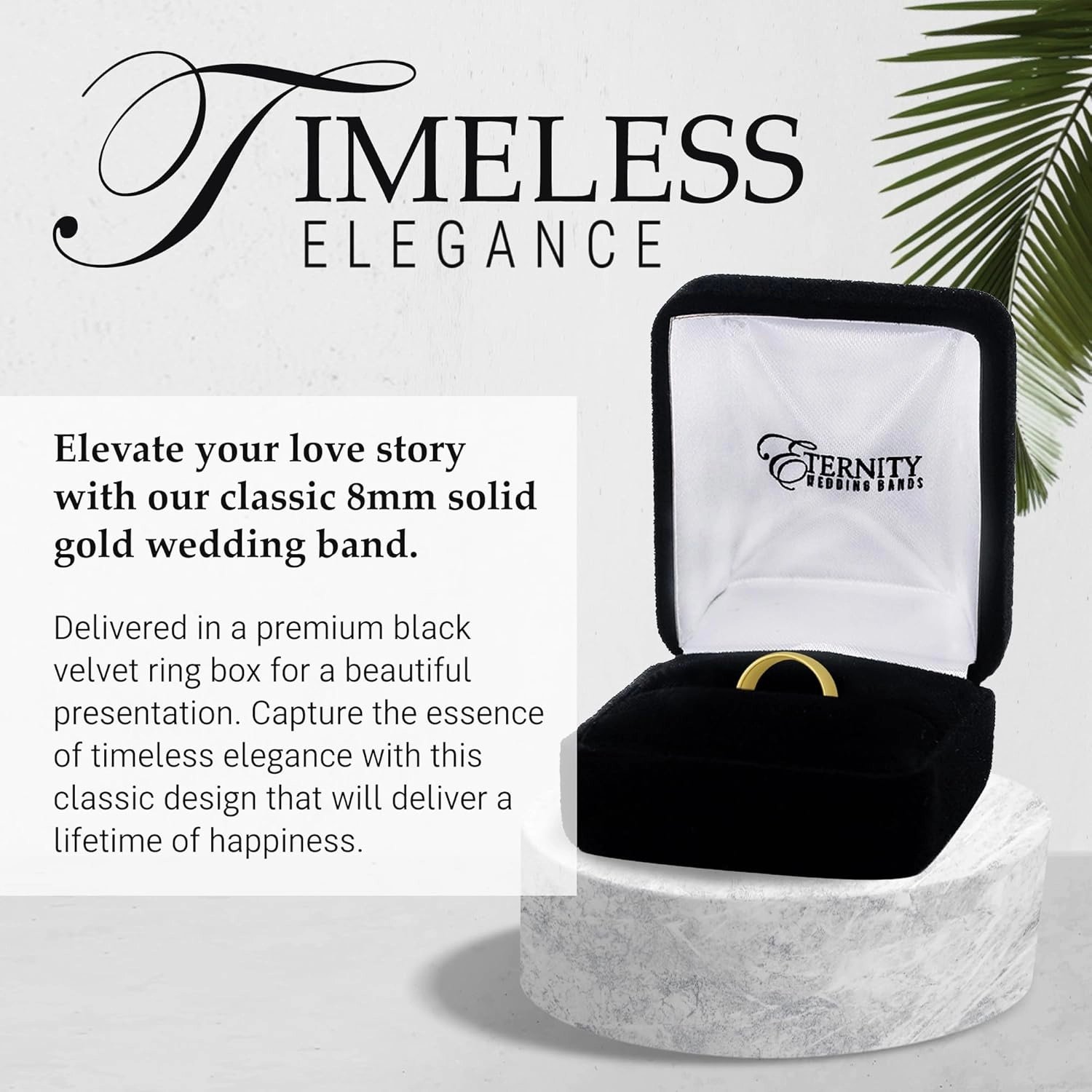 8mm Solid Gold Wedding Bands for Women or Men, 10k or 14k Gold Rings, Comfort Fit Womens and Mens Wedding Ring - Premium Collection from EWB