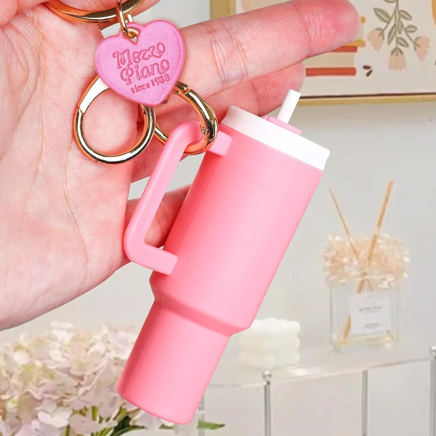 8pcs Mini Tumbler Keychain for Stanley Cup Cute Key Chain Charms Chapstick Holder for Women Purse Handbag Backpack