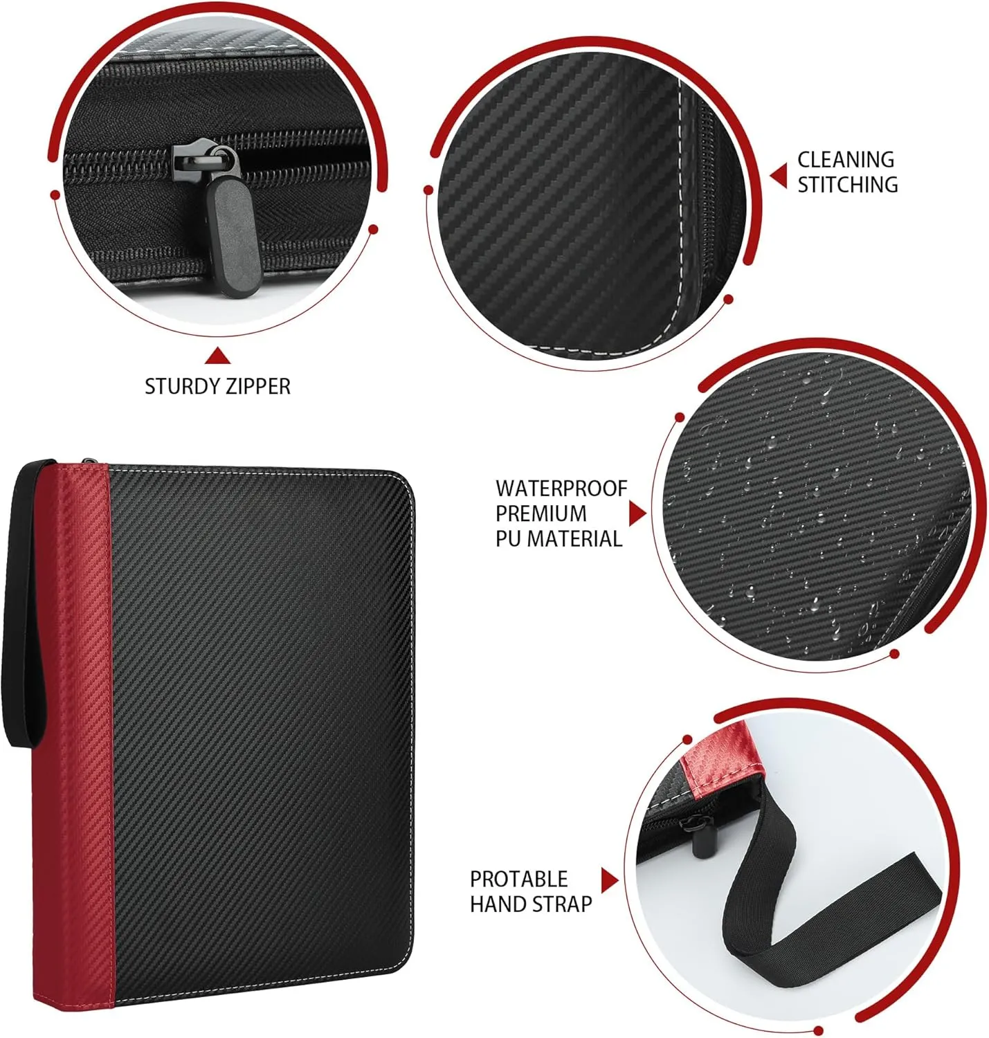 9 Pockets Trading Card Binder with Sleeves Card Organizer, 900 Double Sided Pocket PU Card Collection Binder, Baseball Binder,for Sports Card, MTG, TCG Yugioh Card (Red)