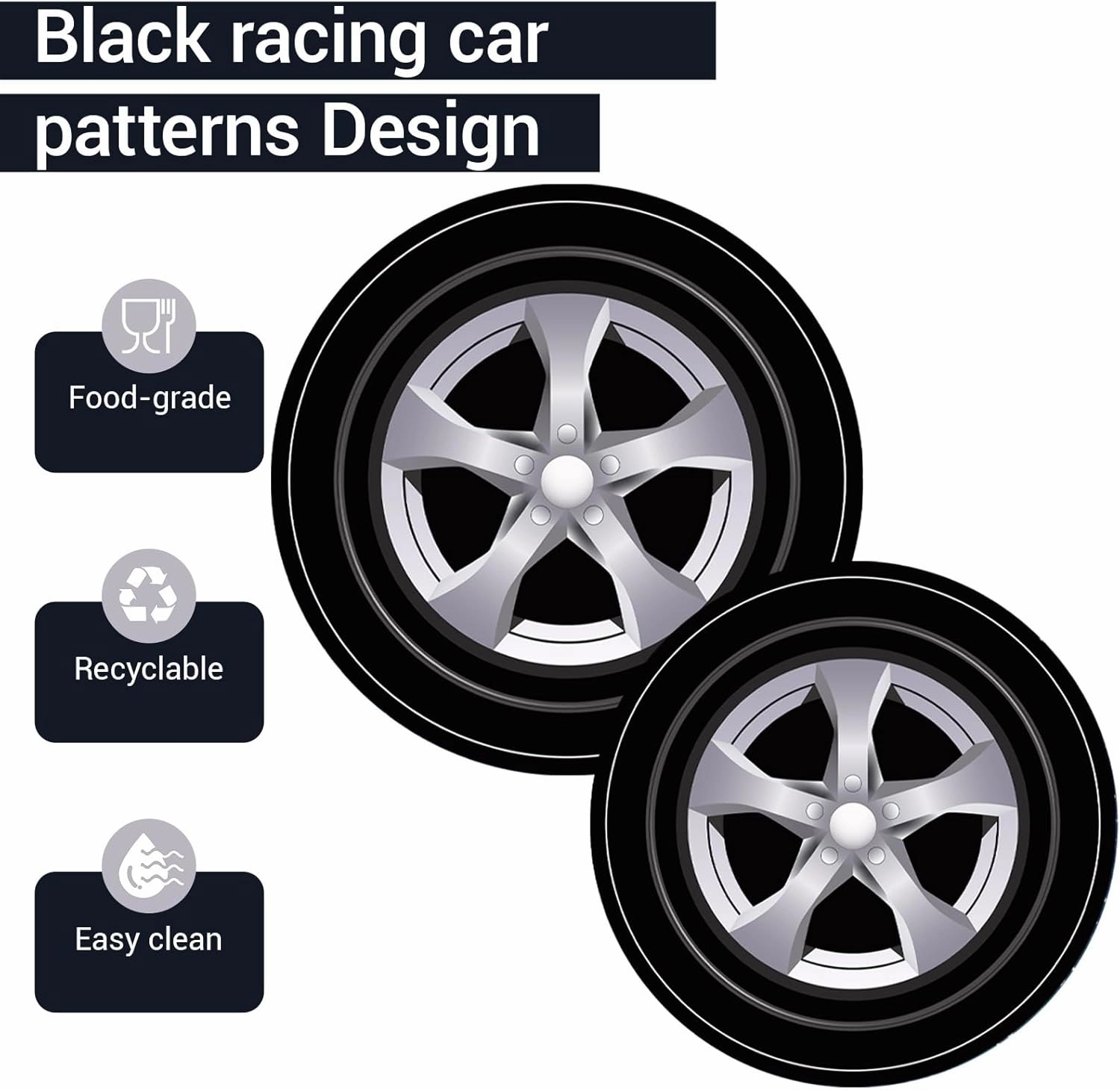 96 Pcs Race Car Party Plates and Napkins Set Include Wheels Track Napkins Black Forks, Disposable Racing Themed Birthday Dinnerware for Boys Birthday Decorations, Serves 24