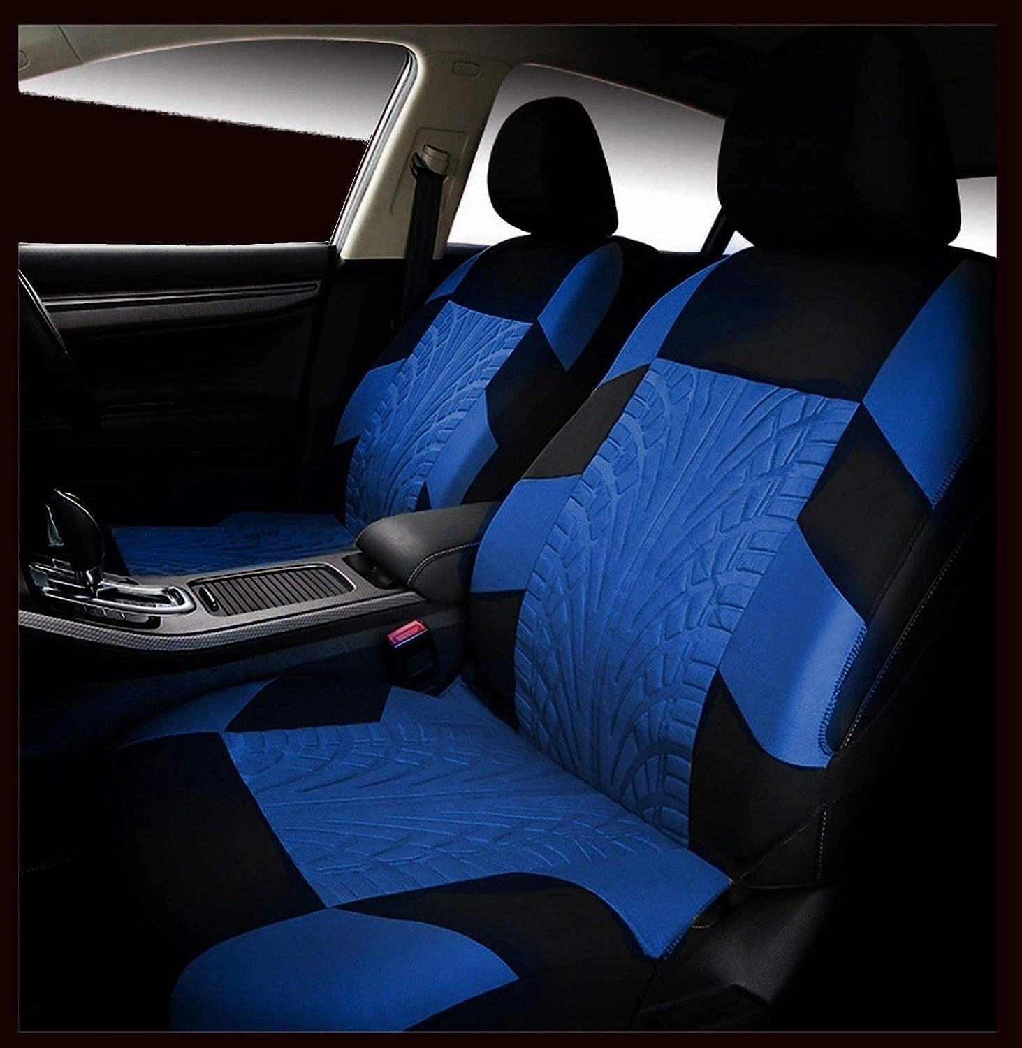 9pcs Car Seat Covers for Nissan Qashqai J11 Visia/Acenta/N-Connecta/N-Vision/Tekna, Cloth Car Seat Cushion Full Set Breathable Washable Front Rear Protectors Accessories,Blue