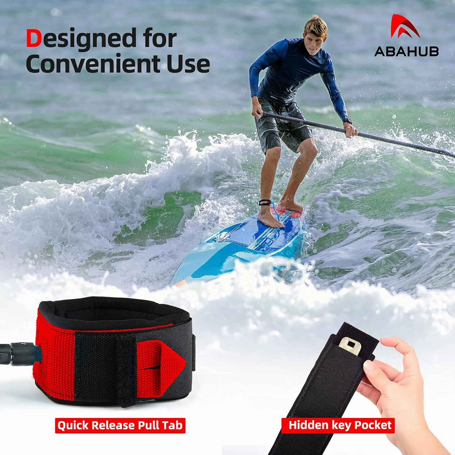 Abahub Premium Coil SUP Leash, 10 ft Coiled Paddle Board Leashes, 7.2mm Thick Legrope Strap for Longboard Surfboards, Stand-up Paddleboards, iSUP Replacement Leg Rope, 8 Colors…