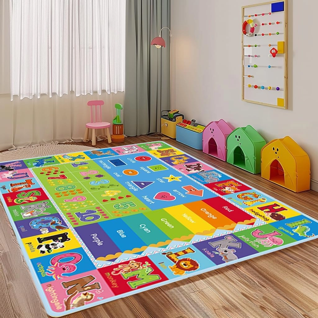 ABC Carpet,Kids Carpet for Playroom, Classroom Floor Play Mat for Kids,Preschool Rugs wtih ABC, Numbers, Animals, Extra Large Thick (59X39.4 Inch)