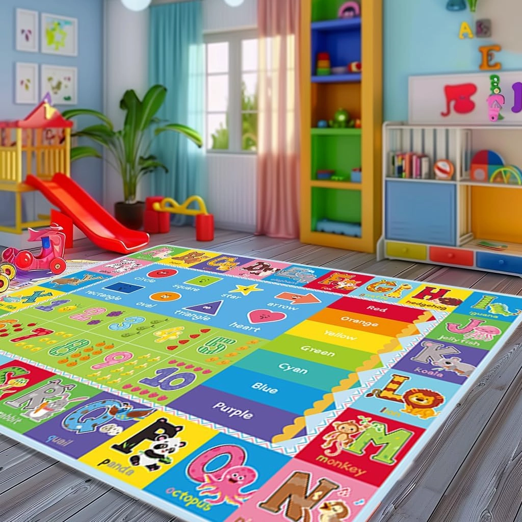 ABC Carpet,Kids Carpet for Playroom, Classroom Floor Play Mat for Kids,Preschool Rugs wtih ABC, Numbers, Animals, Extra Large Thick (59X39.4 Inch)