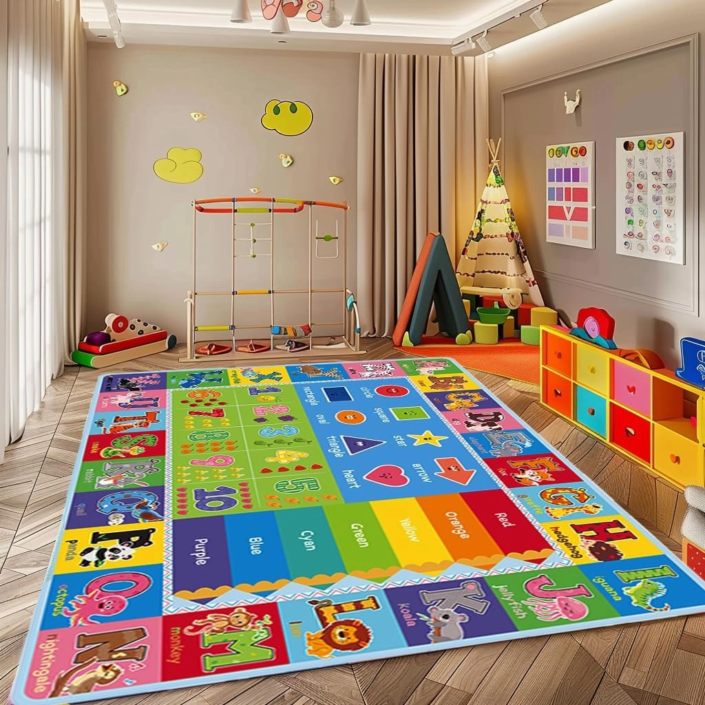 ABC Carpet,Kids Carpet for Playroom, Classroom Floor Play Mat for Kids,Preschool Rugs wtih ABC, Numbers, Animals, Extra Large Thick (59X39.4 Inch)