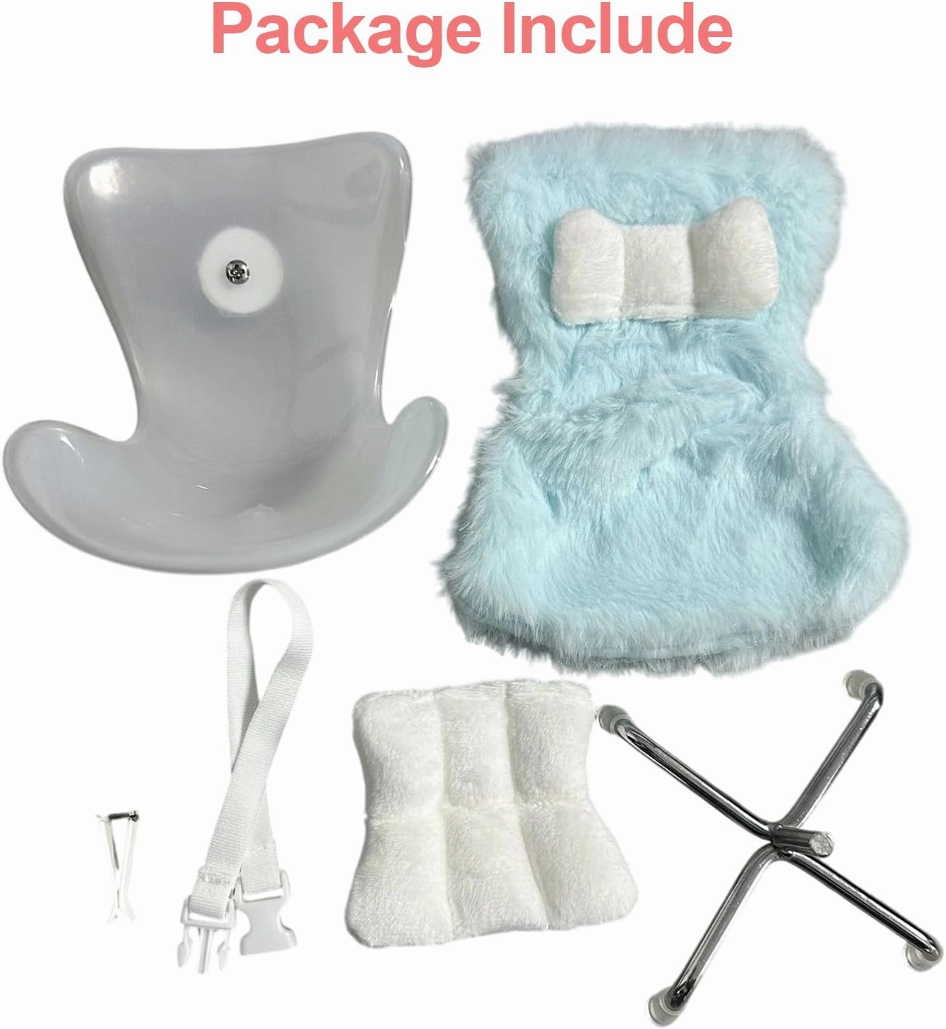 Accessories for 10-17cm Dolls, Doll Car Seat with Clip onto Car Air Vent, Includes Seat Leg for Desktop Display (Blue)