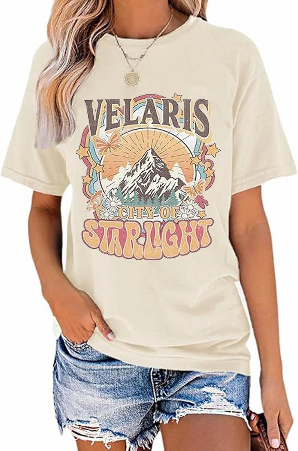 Acotar Velaris Shirt Tee Tops Women Night Court Symbol Tee Tops Funny Letter Printed Short Sleeve Tee Gifts Shirts