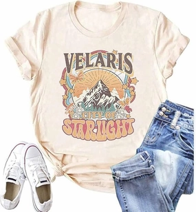Acotar Velaris Shirt Tee Tops Women Night Court Symbol Tee Tops Funny Letter Printed Short Sleeve Tee Gifts Shirts