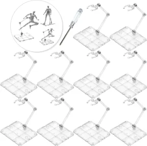 Action Figure Stand, 10 PCS Assembly Action Figure Display Holder Base Doll Model Support Stand Compatible with HG RG SD SHF Gundam 1/144 Toy Clear