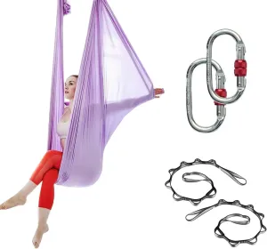 Active Silk Aerial Yoga Hammock 5.5 Yards Premium Aerial Silk Fabric Yoga Swing for Antigravity Yoga Inversion Include Daisy Chain Carabiner and Pose Guide