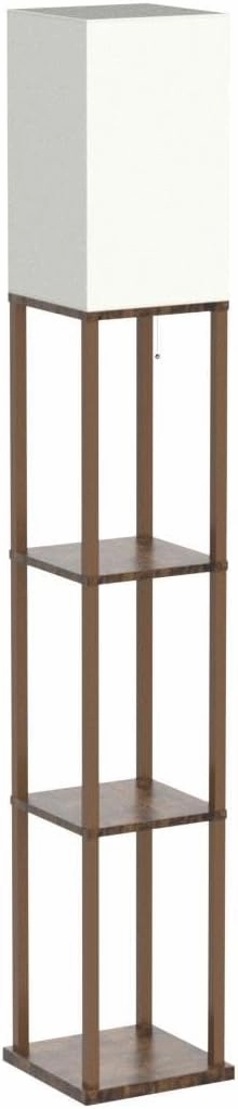 addlon Floor Lamp with Shelves, 4-Tier Modern Shelf Floor Lamp with 3CCT LED Bulb, Display Lamp for Living Room, Bedroom and Office - Brown