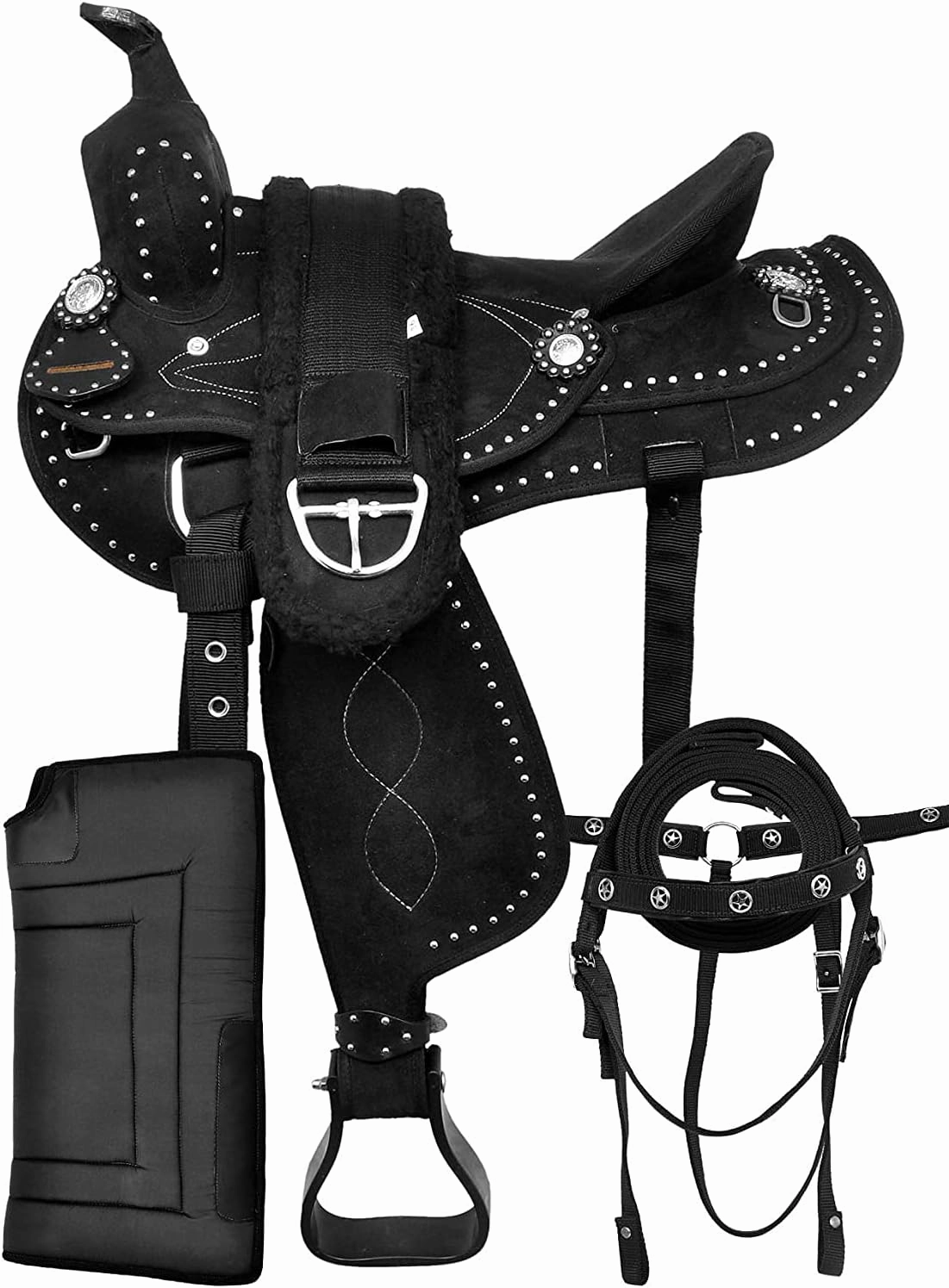 Adult Classic Quality Handmade Synthetic Premium Comfort Western Barrel Racing Trail Equestrian Horse Saddle Tack Size 16-17" inches Seat Available