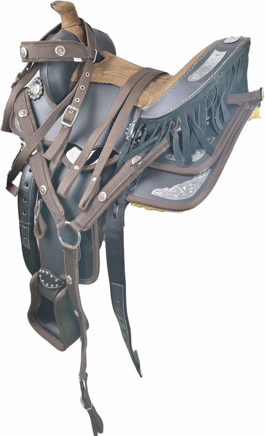 Adult Classic Quality Synthetic Premium Comfort Western Barrel Racing Trail Equestrian Horse Saddle Size 14" to 18" inches Seat