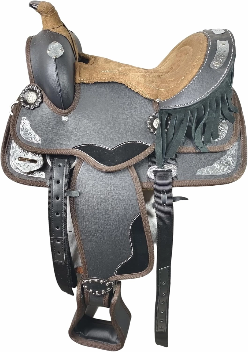 Adult Classic Quality Synthetic Premium Comfort Western Barrel Racing Trail Equestrian Horse Saddle Size 14" to 18" inches Seat