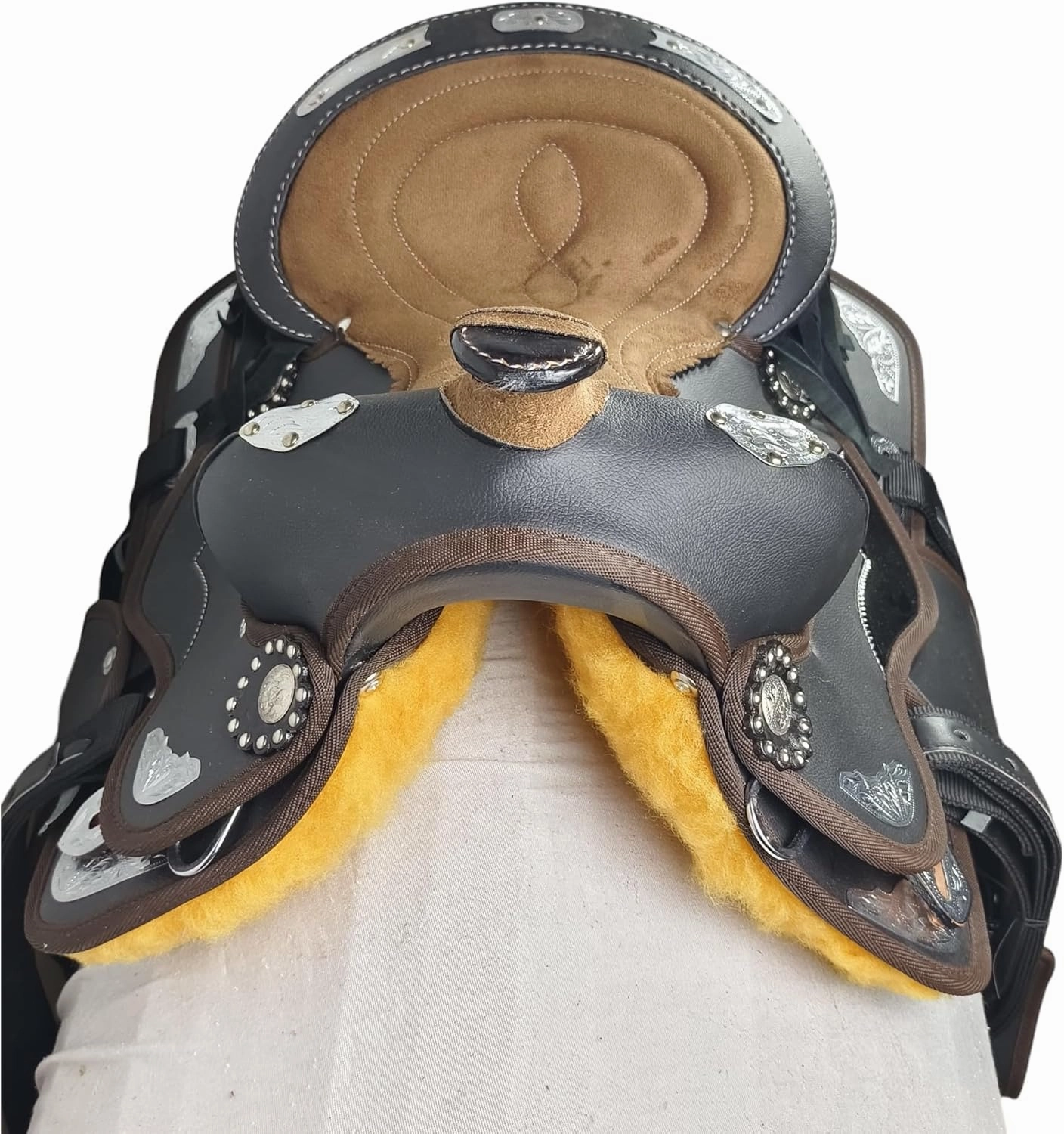Adult Classic Quality Synthetic Premium Comfort Western Barrel Racing Trail Equestrian Horse Saddle Size 14" to 18" inches Seat