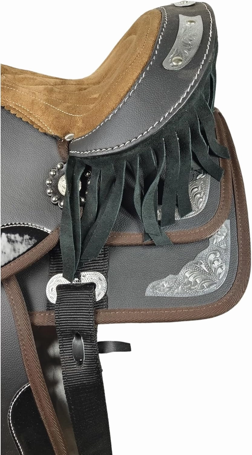 Adult Classic Quality Synthetic Premium Comfort Western Barrel Racing Trail Equestrian Horse Saddle Size 14" to 18" inches Seat