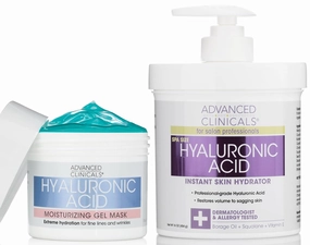 Advanced Clinicals Hyaluronic Acid Hydrating Cream   Hyaluronic Acid Moisturizing Gel Face Mask Set
