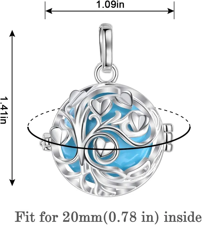 AEONSLOVE Harmony Ball Pregnancy Bola Necklace, Tree of Love Angel Chime Caller Bell Pendant Necklaces for Women, Mom to be Gift, 30"& 45" Chain