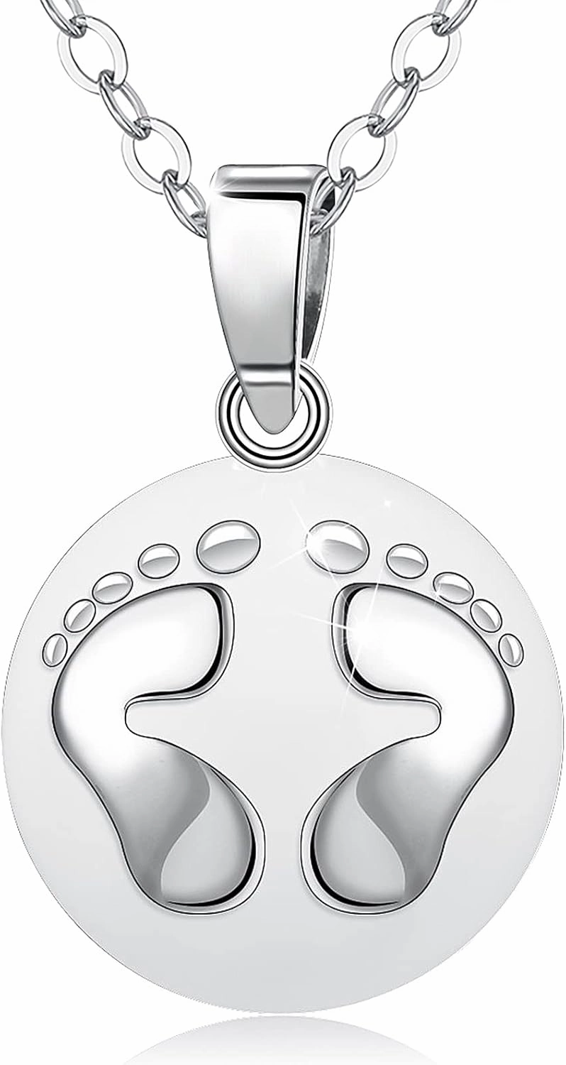 AEONSLOVE Baby Feet Harmony Ball Necklace Angel Chime Caller Necklace Balls for Women Bola Necklace Rattle Pendant Necklace Soothing Musical Necklace for Expecting Mothers - 30 & 45 Inch Chain