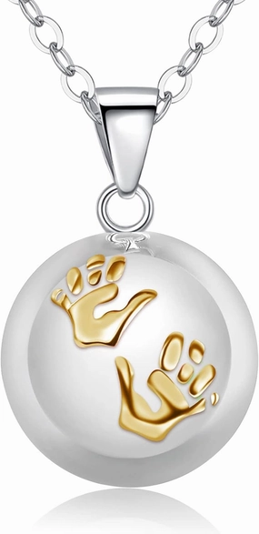 AEONSLOVE Baby Feet Harmony Ball Necklace Angel Chime Caller Necklace Balls for Women Bola Necklace Rattle Pendant Necklace Soothing Musical Necklace for Expecting Mothers - 30 & 45 Inch Chain