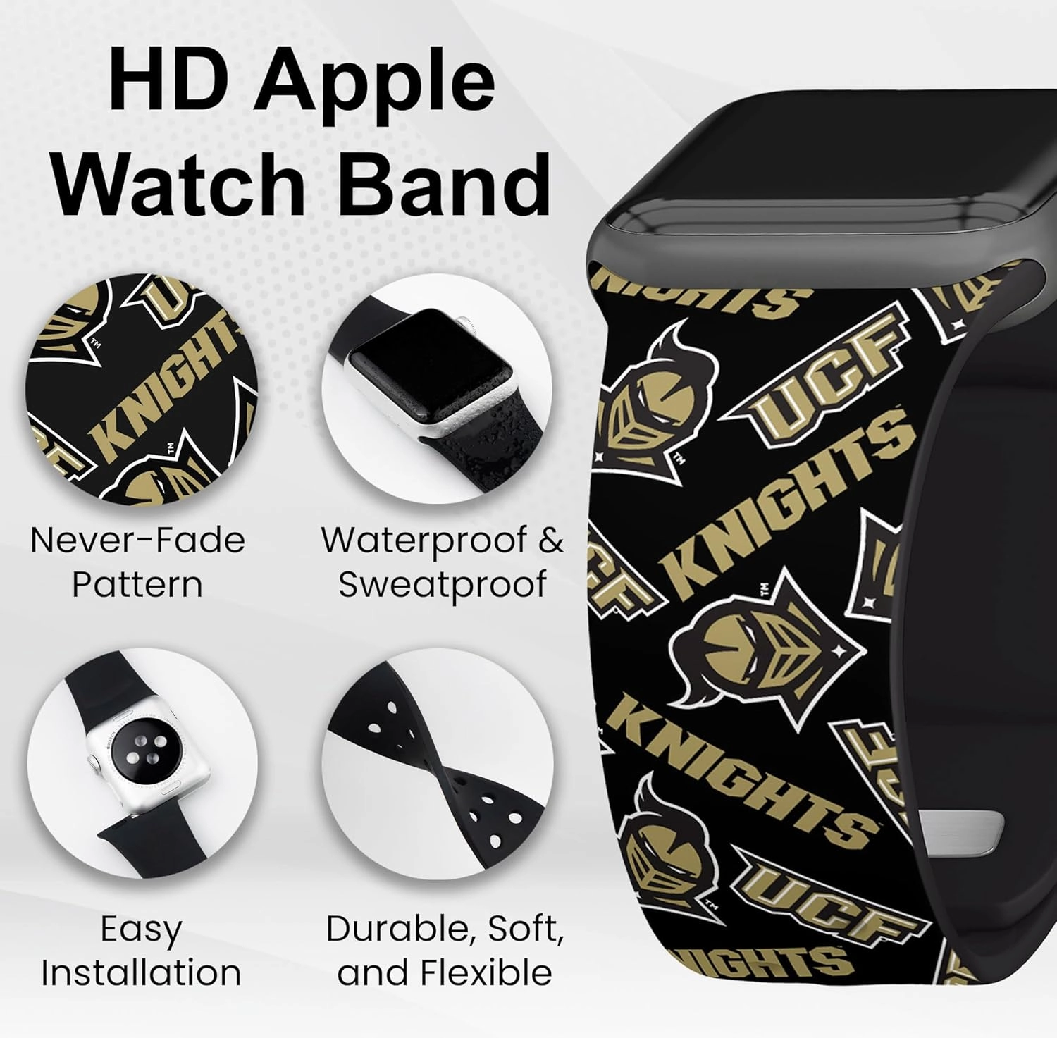 Affinity Bands Central Florida Knights HD Watch Band Compatible with Apple Watch